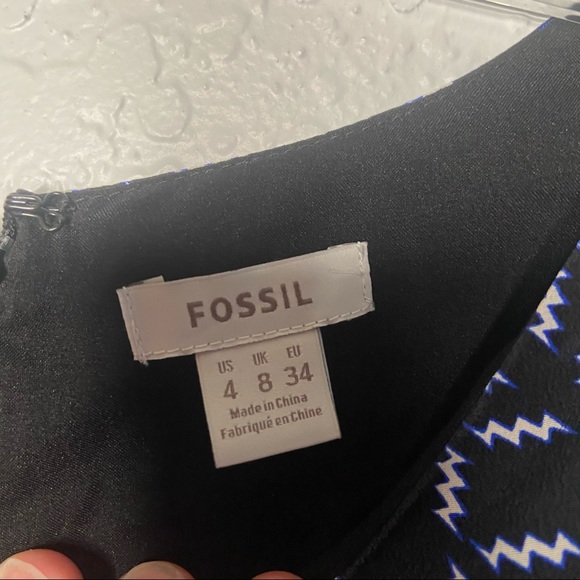 Fossil Short Sleeve A Line Silk Dress Black Size 4 - Picture 8 of 9